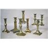 Image 1 : A PAIR OF BRASS HEXAGONAL BASE CANDLEST