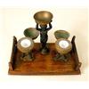 Image 2 : A PATINATED METAL FIGURAL DESK GARNITUR