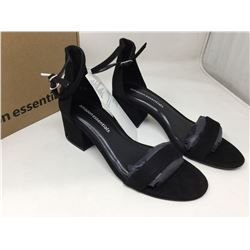 Suede Style Black Open Toe Shoes with Ankle Strap (US 7)