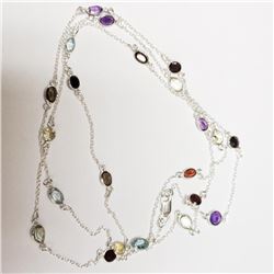 Silver Amethyst Garnet Citrine Necklace - Retail $300