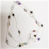 Image 1 : Silver Amethyst Garnet Citrine Necklace - Retail $300