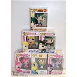 LOT OF 6 ASSORTED FUNKO POPS; VARIETY PACK