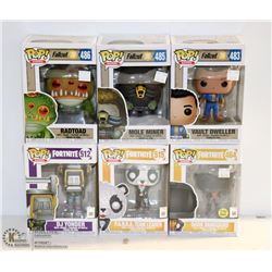 LOT OF 6 ASSORTED FUNKO POPS;  GAMES VARIETY PACK