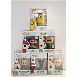 LOT OF 6 ASSORTED FUNKO POPS;  VARIETY PACK