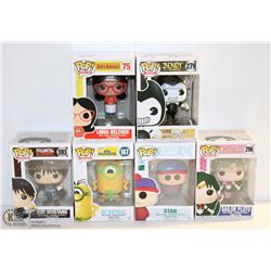 LOT OF 6 ASSORTED FUNKO POPS;  VARIETY  PACK