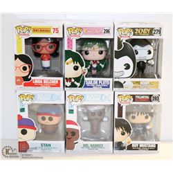 LOT OF 6 ASSORTED FUNKO POPS;  VARIETY  PACK