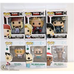 LOT OF 6 ASSORTED FUNKO POPS;  VARIETY  PACK