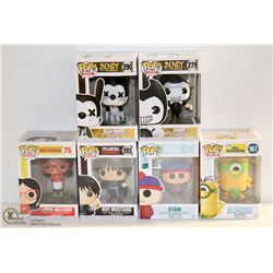 LOT OF 6 ASSORTED FUNKO POPS;  VARIETY  PACK