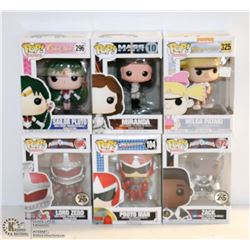 LOT OF 6 ASSORTED FUNKO POPS;  VARIETY  PACK