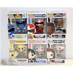 LOT OF 6 ASSORTED FUNKO POPS;  VARIETY  PACK