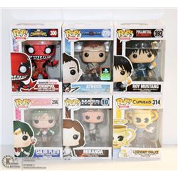 LOT OF 6 ASSORTED FUNKO POPS;  VARIETY  PACK