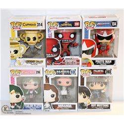 LOT OF 6 ASSORTED FUNKO POPS;  VARIETY  PACK