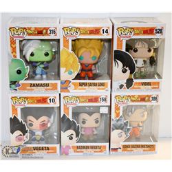 LOT OF 6 ASSORTED FUNKO POPS;  DRAGON BALL Z