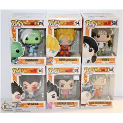 LOT OF 6 ASSORTED FUNKO POPS;  DRAGON BALL Z