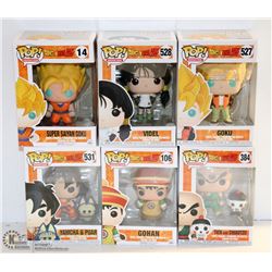 LOT OF 6 ASSORTED FUNKO POPS;  DRAGON BALL Z