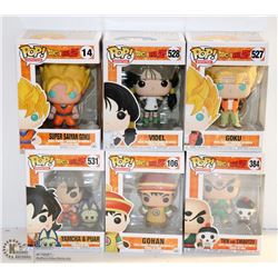LOT OF 6 ASSORTED FUNKO POPS;  DRAGON BALL Z