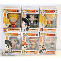 LOT OF 6 ASSORTED FUNKO POPS;  DRAGON BALL Z