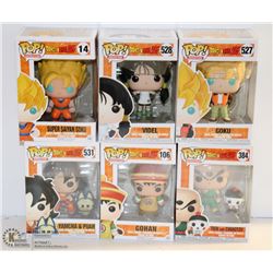 LOT OF 6 ASSORTED FUNKO POPS;  DRAGON BALL Z