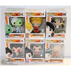 LOT OF 6 ASSORTED FUNKO POPS;  DRAGON BALL Z