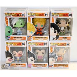 LOT OF 6 ASSORTED FUNKO POPS;  DRAGON BALL Z