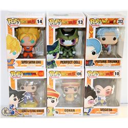 LOT OF 6 ASSORTED FUNKO POPS;  DRAGON BALL Z