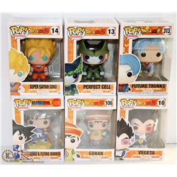 LOT OF 6 ASSORTED FUNKO POPS;  DRAGON BALL Z
