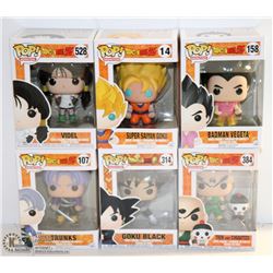 LOT OF 6 ASSORTED FUNKO POPS;  DRAGON BALL Z