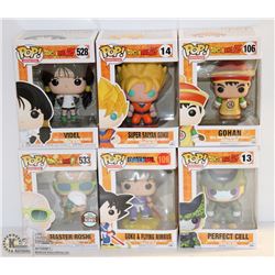 LOT OF 6 ASSORTED FUNKO POPS;  DRAGON BALL Z