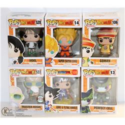 LOT OF 6 ASSORTED FUNKO POPS;  DRAGON BALL Z