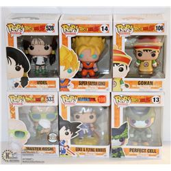 LOT OF 6 ASSORTED FUNKO POPS;  DRAGON BALL Z