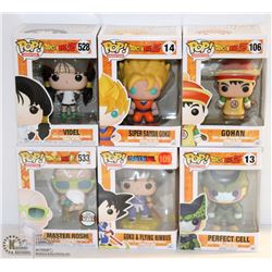LOT OF 6 ASSORTED FUNKO POPS;  DRAGON BALL Z
