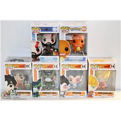 LOT OF 6 ASSORTED FUNKO POPS; VARIETY PACK