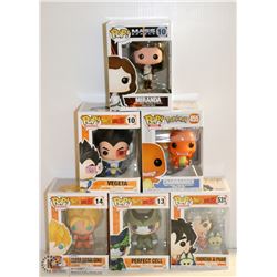 LOT OF 6 ASSORTED FUNKO POPS; VARIETY PACK
