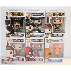 LOT OF 6 ASSORTED FUNKO POPS; VARIETY PACK