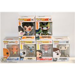 LOT OF 6 ASSORTED FUNKO POPS; VARIETY PACK