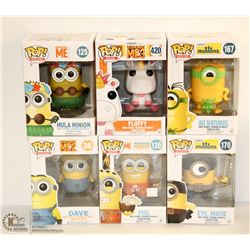 6PK OF ASSORTED FUNKO POPS; DESPICABLE ME &