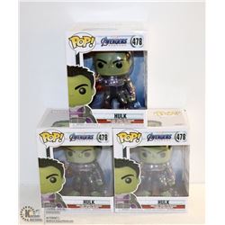 3PK OF AVENGERS ENDGAME FUNKO POPS; HULK