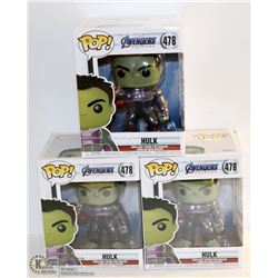 3PK OF AVENGERS ENDGAME FUNKO POPS; HULK