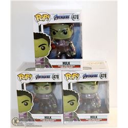 3PK OF AVENGERS ENDGAME FUNKO POPS; HULK
