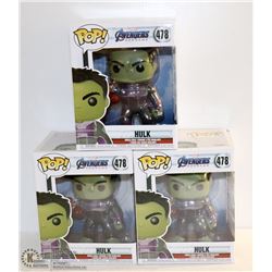 3PK OF AVENGERS ENDGAME FUNKO POPS; HULK