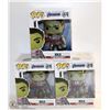 Image 1 : 3PK OF AVENGERS ENDGAME FUNKO POPS; HULK