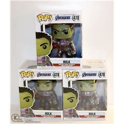 3PK OF AVENGERS ENDGAME FUNKO POPS; HULK