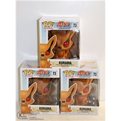 3PK OF NARUTO SHIPPUDEN FUNKO POPS; KURAMA