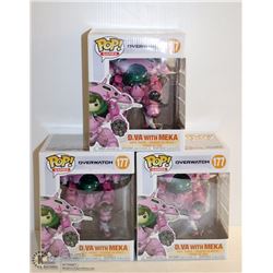 3PK OF OVERWATCH FUNKO POPS; D.VA WITH MEKA