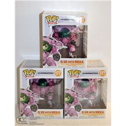 3PK OF OVERWATCH FUNKO POPS; D.VA WITH MEKA