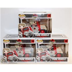 3PK OF JURASSIC PARK 25 ANNIVERSARY FUNKO RIDES;