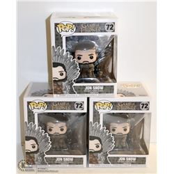 3PK OF GAME OF THRONES FUNKO POPS; JON SNOW