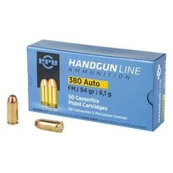 PPU 380ACP FMJ 94GR - 50 Rds