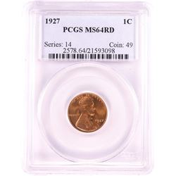 1927 Lincoln Wheat Cent Coin PCGS MS64RD