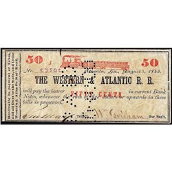 August 1, 1862 The Western & Atlantic Railroad Obsolete Note